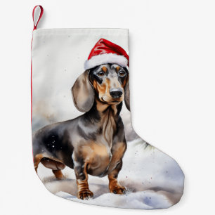 Petite Chaussette De Noël Dachshund Chien dans la neige Noël