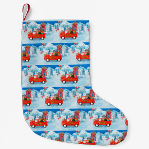 Petite Chaussette De Noël Dachshund Chien en livraison de Noël Camion Neige