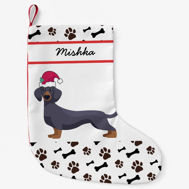 Petite Chaussette De Noël Dachshund Chien Noël Avec Nom De Chien Personnalis (Devant)