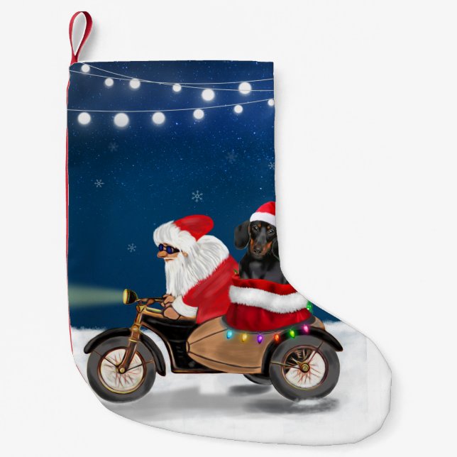 Petite Chaussette De Noël Dachshund Chien Noël Père Noël (Devant)