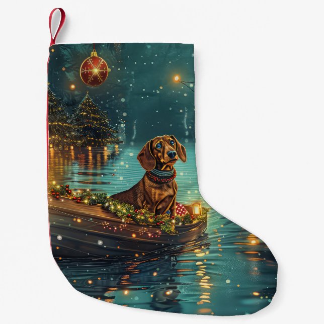 Petite Chaussette De Noël Dachshund Noël Festive Voyage (Devant)