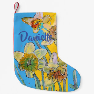 Petite Chaussette De Noël Daffodil Aquarelle Fleurs Nom Floral Stocking