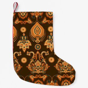 Petite Chaussette De Noël Damask style seamless floral pattern