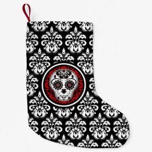 Petite Chaussette De Noël Damassé de crâne de sucre