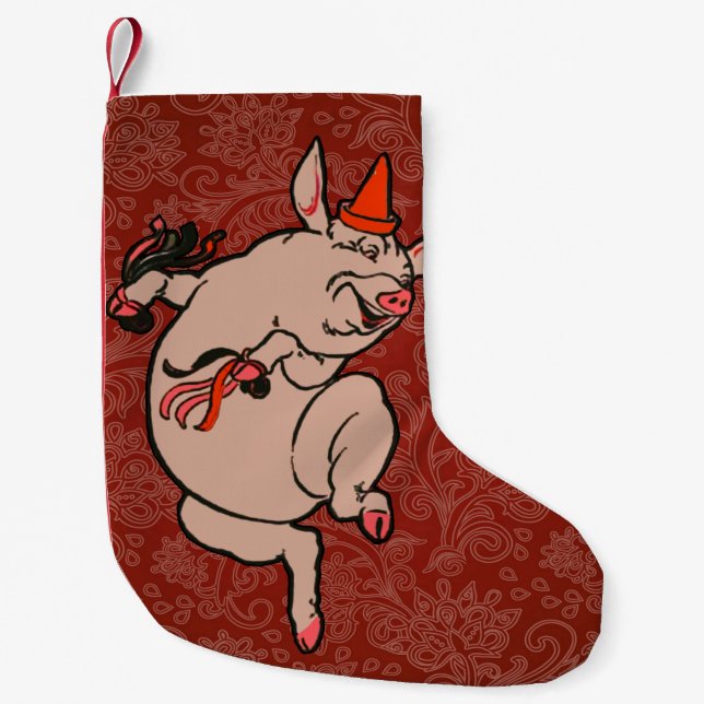 Petite Chaussette De Noël Dancing Pig Antique Cute Danseuse (Devant)