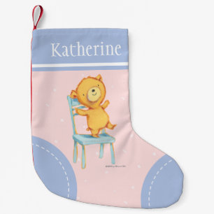 Petite Chaussette De Noël Danses et jeux d'ours jaunes sur chaise