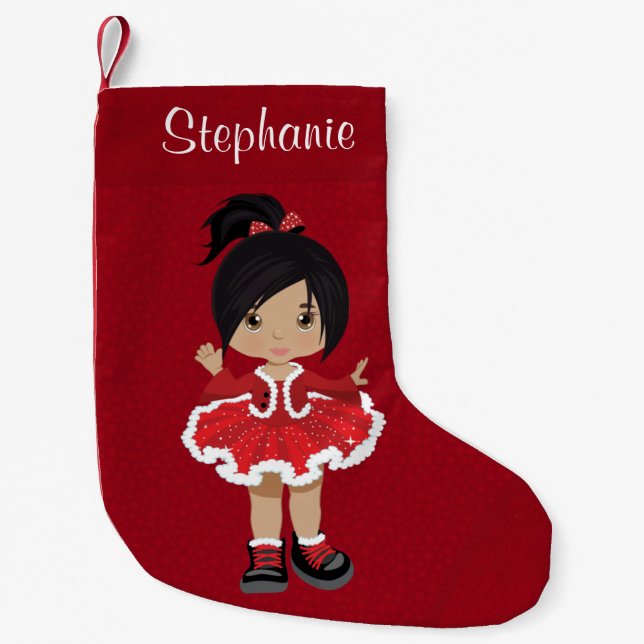 Petite Chaussette De Noël Danseuse Hip hop de Noël multiculturelle (Devant)