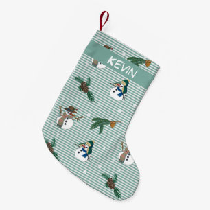 Petite Chaussette De Noël De mignons bonhommes de neige. Personnalisable ave