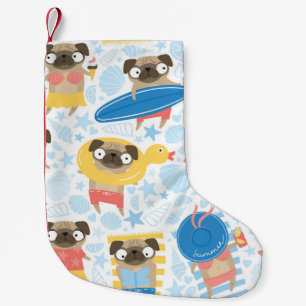 Petite Chaussette De Noël De mignons carlins en vacances. motif avec carlin 