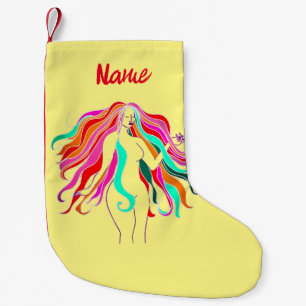 Petite Chaussette De Noël Déesse aux cheveux longs multicolores Thunder_Cove