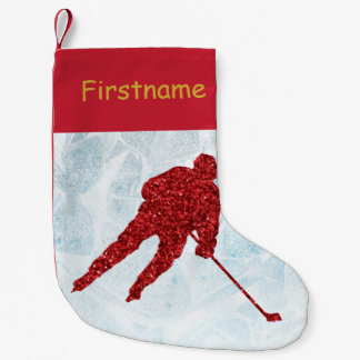 Petite Chaussette De Noël Densité de Noël de hockey - Joueur de scintillemen