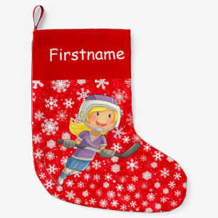 Petite Chaussette De Noël Densité de Noël de hockey - Joueuse dans la neige