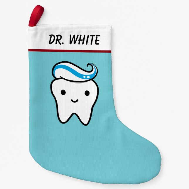 Petite Chaussette De Noël Dentiste jolie dent avec dentifrice Dentist Office (Devant)