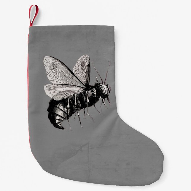 Petite Chaussette De Noël Déplaisant Gothique Aile du crâne d'abeille Insect (Devant)