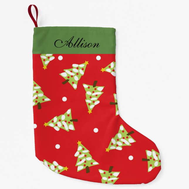 Petite Chaussette De Noël Design d'arbre de Noël (Devant)