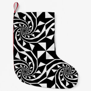 Petite Chaussette De Noël Design de bord noir et blanc, art ornemental, mais