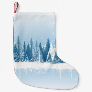 Petite Chaussette De Noël Design de la peinture grunge de la forêt d'hiver b