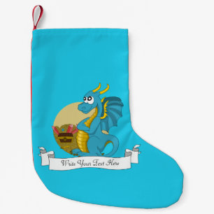 Petite Chaussette De Noël Dessin animé de dragon bleu