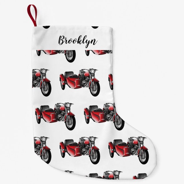 Petite Chaussette De Noël dessin animé de la moto Sidecar (Devant)