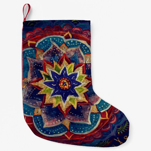Petite Chaussette De Noël Dessin d'art Mandala (Devant)