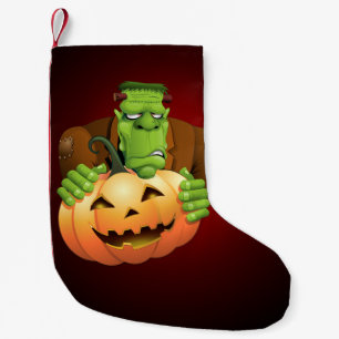 Petite Chaussette De Noël Dessin de Frankenstein Monster avec Citrouille