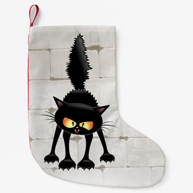 Petite Chaussette De Noël Dessin de Funny Fierce Black Cat (Devant)