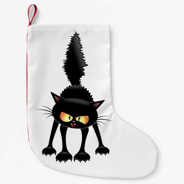 Petite Chaussette De Noël Dessin de Funny Fierce Black Cat (Devant)