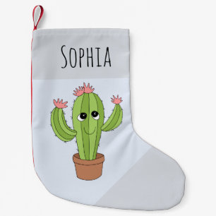 Petite Chaussette De Noël Dessin de Girls Cute Kawaii Cactus et nom Kids