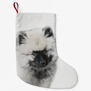 Petite Chaussette De Noël Dessin Keeshond Chiot - Joli dessin original Chien