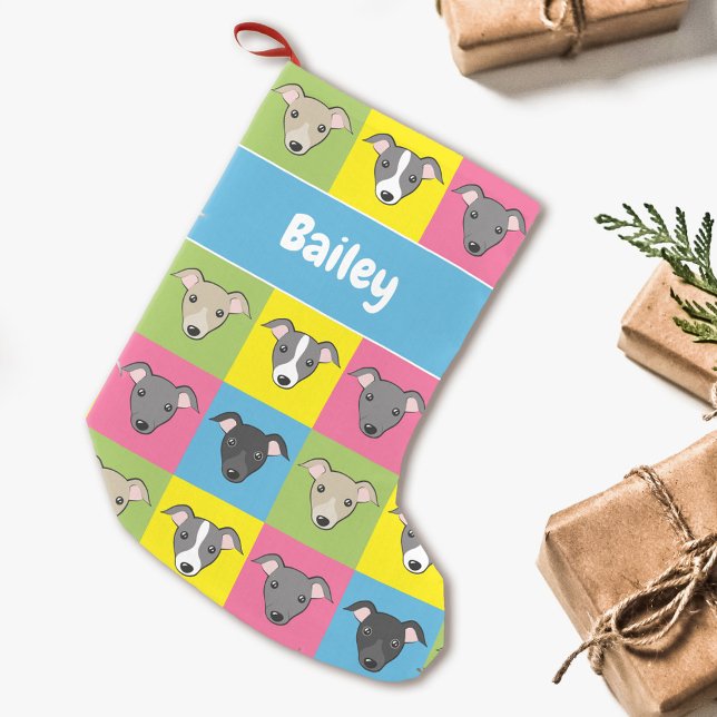 Petite Chaussette De Noël Dessin mignon italien greyhounds Nom du motif (Créateur téléchargé)
