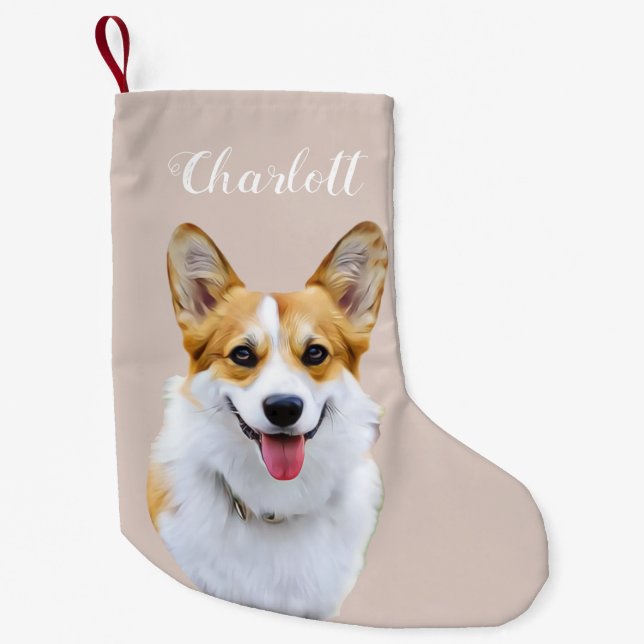 Petite Chaussette De Noël Dessin personnalisé Welsh Corgi Dog (Devant)