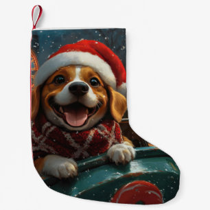 Petite Chaussette De Noël Dessous de verre à rouleaux de chien beagle Noël