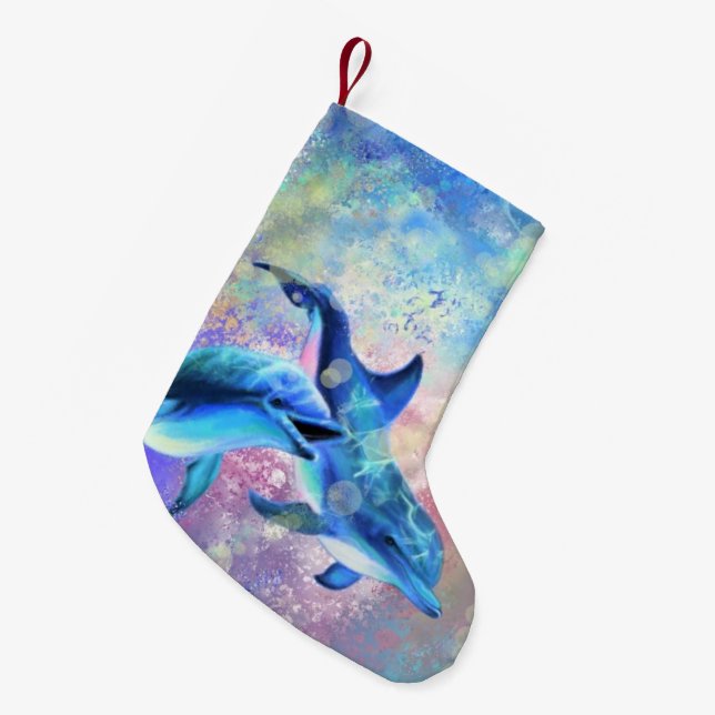 Petite Chaussette De Noël Deux Dauphins Noël Stocker (Devant (Accrochage))
