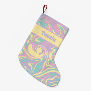 Petite Chaussette De Noël Déverser en rose, jaune, pourpre et vert