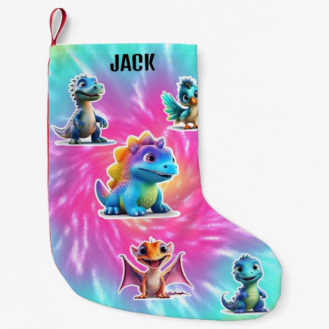 PETITE CHAUSSETTE DE NOËL DINOSAUR ENFANTS PERSONNALISÉS (Devant)