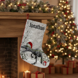 Petite Chaussette De Noël Dinosaur Père Noël Raptor Velociraptor Nom