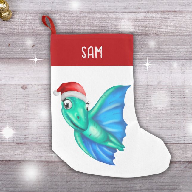 Petite Chaussette De Noël Dinosaur Stockage de Noël | Cute Dinosaur Vert (Créateur téléchargé)