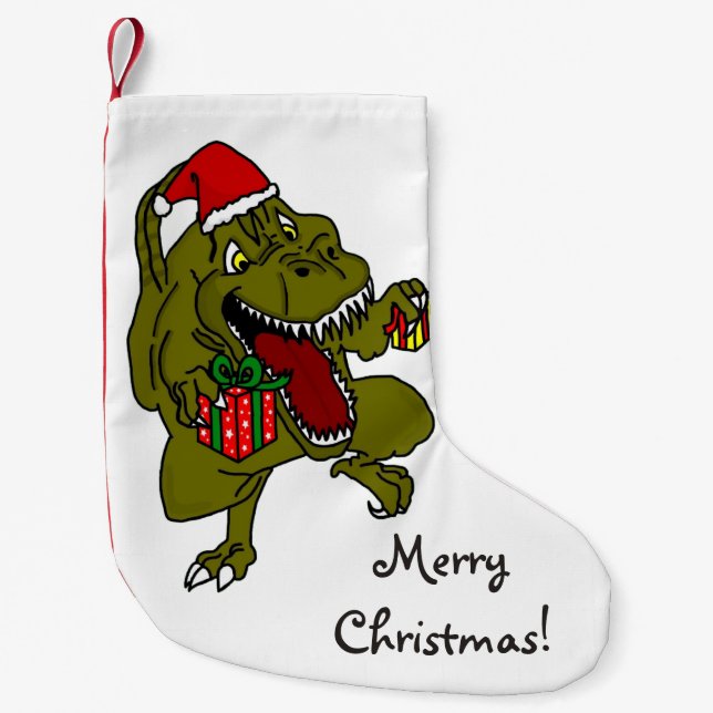 Petite Chaussette De Noël Dinosaure affectueux de joyeux cadeau de Noël (Devant)