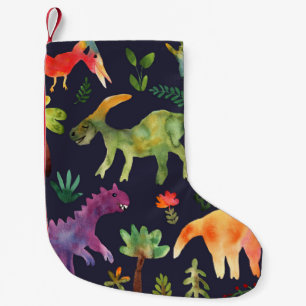 Petite Chaussette De Noël Dinosaures floraux : Aquarelle