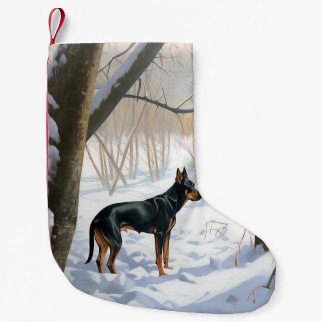 Petite Chaussette De Noël Doberman Pinscher Laisser Neige Noël (Devant)