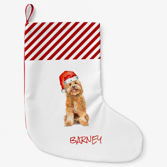 Petite Chaussette De Noël Doodle d'or avec chapeau de Noël Stocking (Devant)