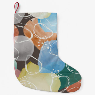 Petite Chaussette De Noël Doodles Abstraits : Aquarelle minimaliste Art
