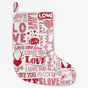 Petite Chaussette De Noël Doodles d'amour à la main, charmant motif.