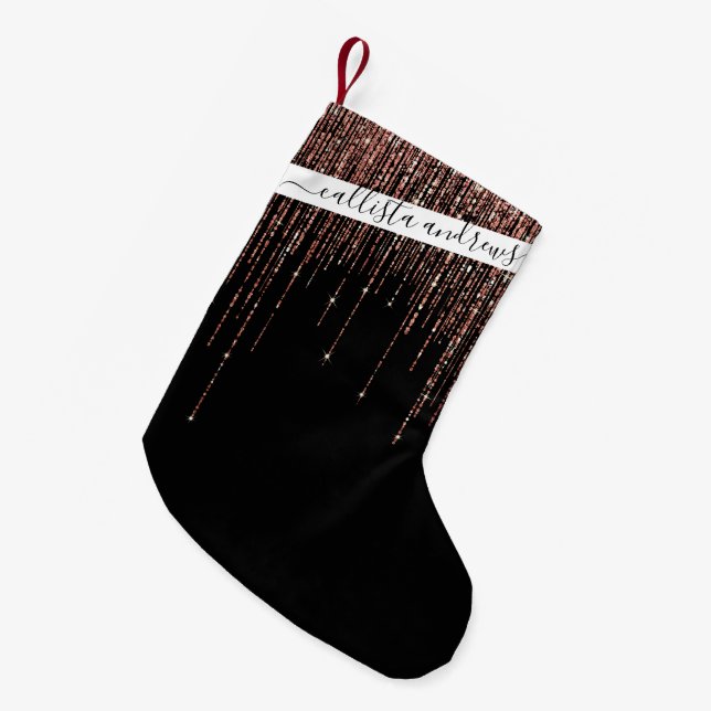 Petite Chaussette De Noël Dory Rose Noire Gold Sparkly Glitter Fringe (Devant (Accrochage))