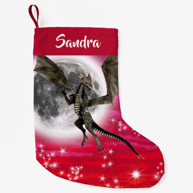 Petite Chaussette De Noël Dragon noir - Mythique Imaginaire Creat Personnali (Devant)