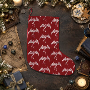 Petite Chaussette De Noël Dragon Tribal Celtique Rouge Blanc