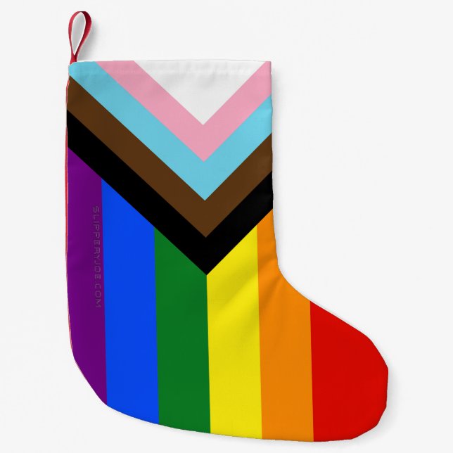 Petite Chaussette De Noël Drapeau de fierté Progress Pride de SlipperyJoe's  (Devant)
