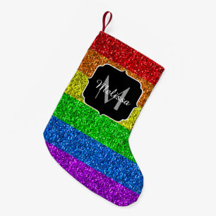 Petite Chaussette De Noël Drapeau LGBT vibrante parties scintillant arc-en-c