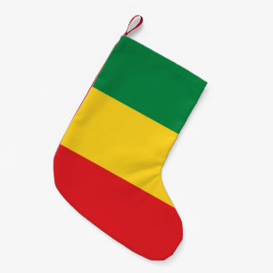 Petite Chaussette De Noël Drapeau vert, or (jaune) et rouge