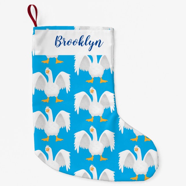 Petite Chaussette De Noël Drôle curieuse dessin animé d'oie domestique (Devant)